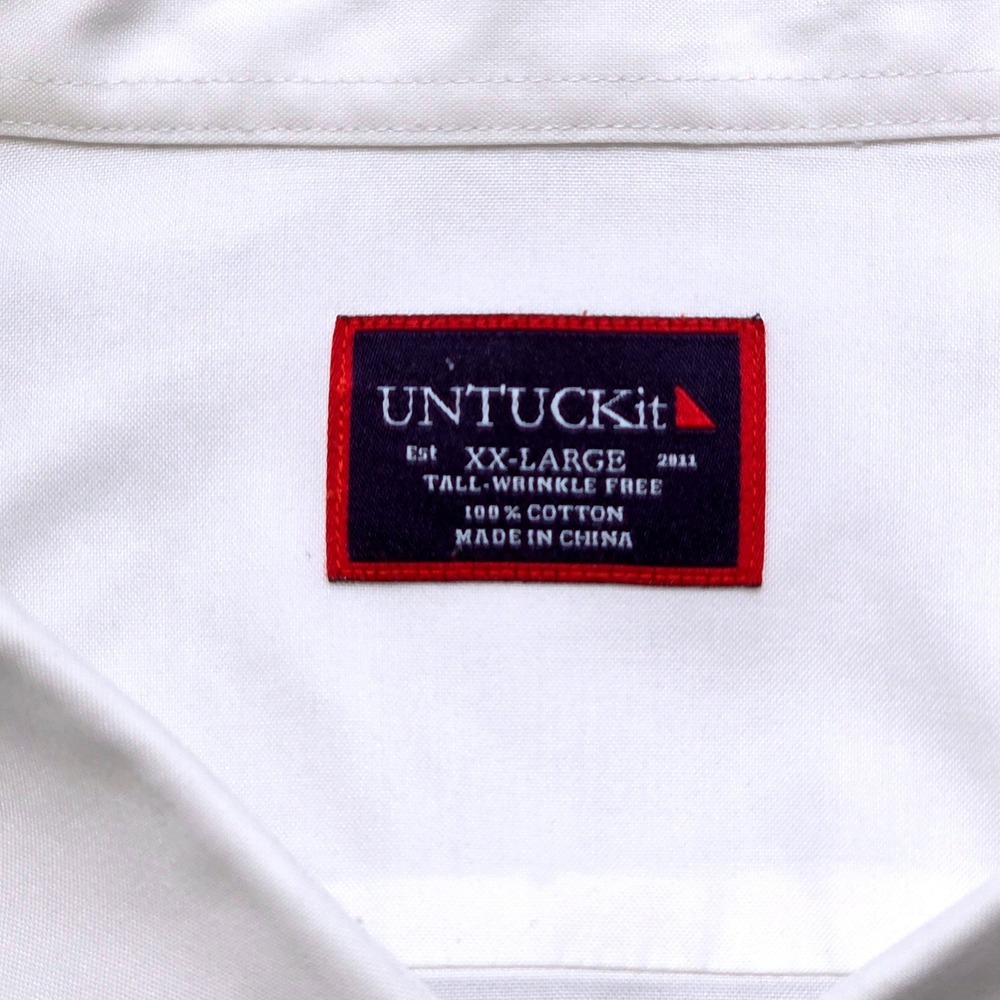 UNTUCKit Men's XXL Tall White Wrinkle Free Cotton Long Sleeve Button Down Shirt - Picture 4 of 14